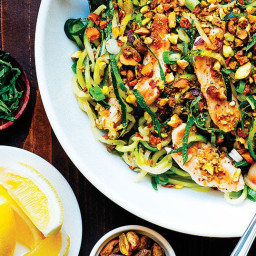 Zucchini Pasta with Chicken and Pistachios