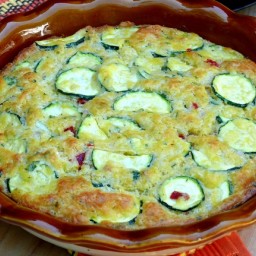 Zucchini-Shallot-Roasted Red Pepper Pie