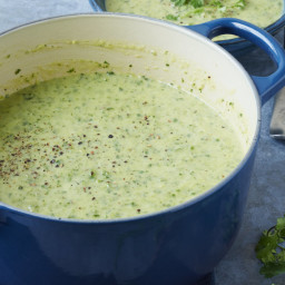Zucchini Soup with Crème Fraîche and Cilantro