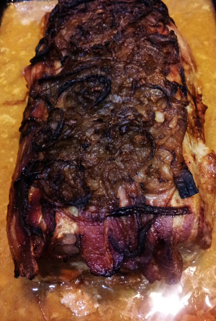 Roasted Pork Loin with Onions and Mustard Sauce