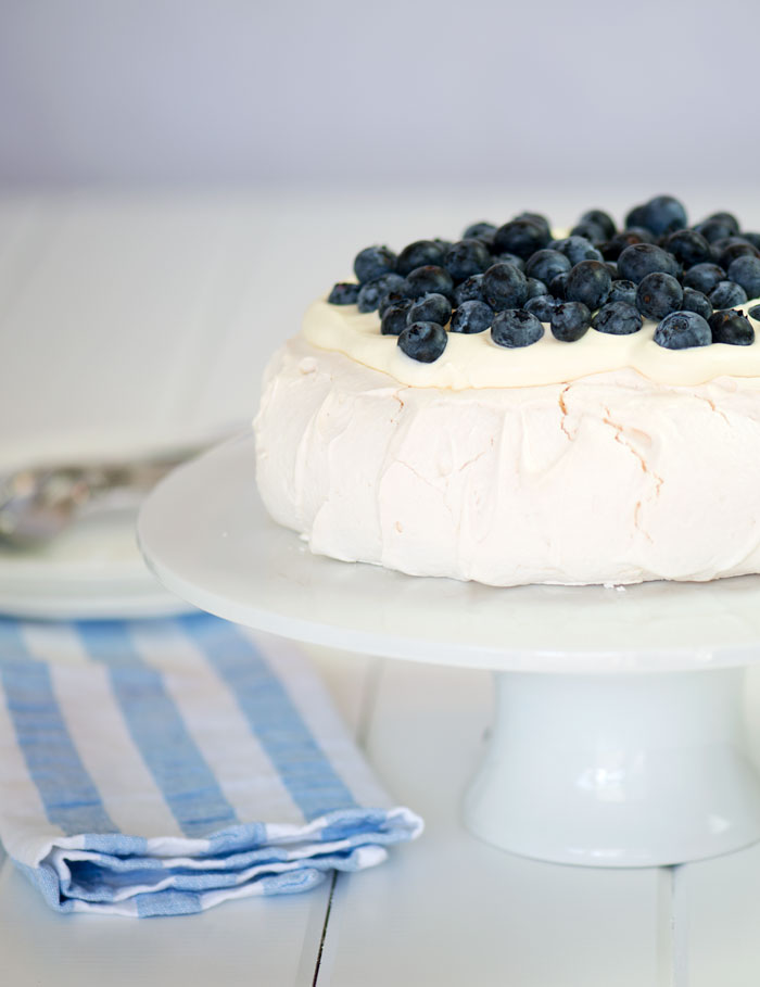 Pavlova with Whipped Cream and Blueberries