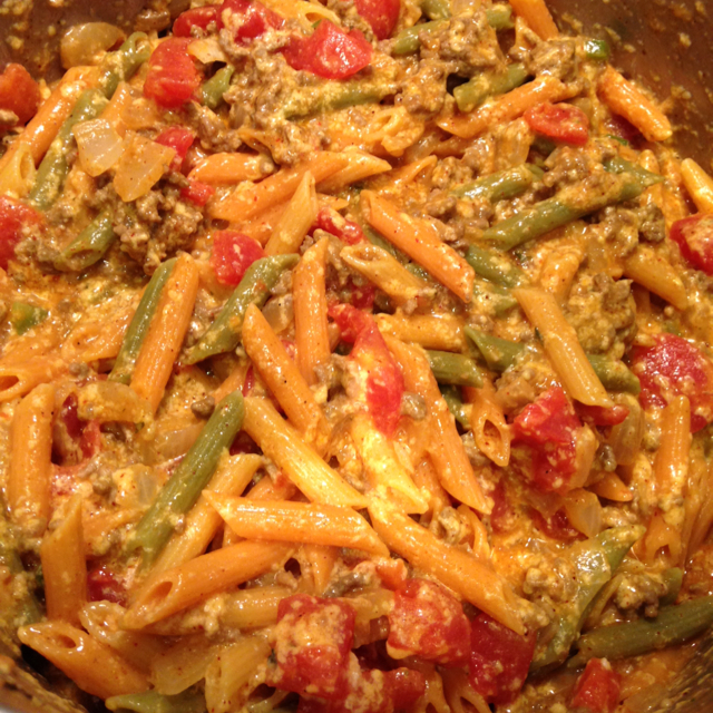 Southwestern Chili Con Queso Pasta Bake