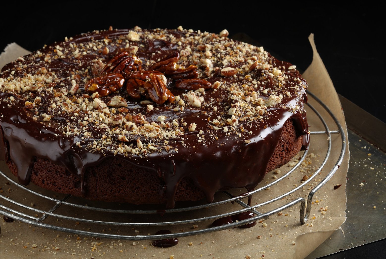 Chocolate Pecan Praline Cake