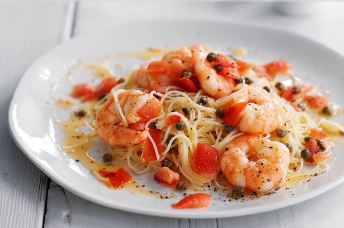 Capellini With Shrimp Capers And Tomatoes