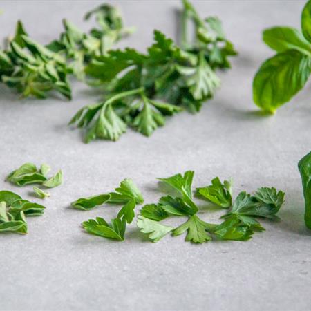 fresh basil on countertop