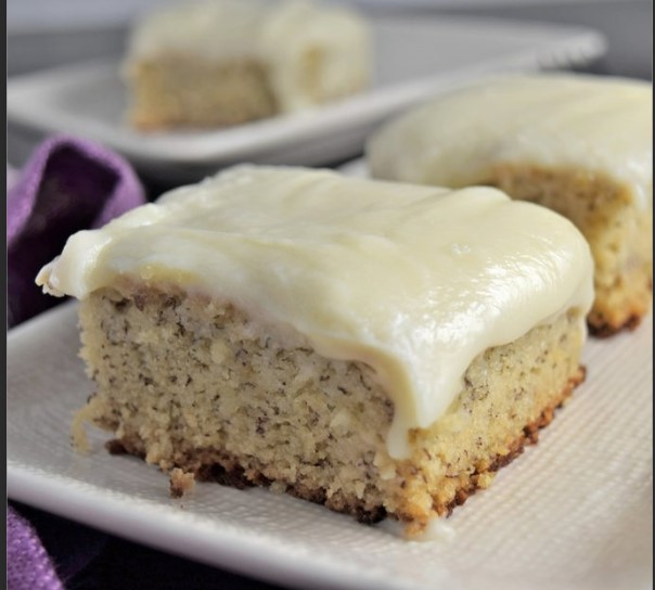 Banana Snack Cake with Cream Cheese Frosting