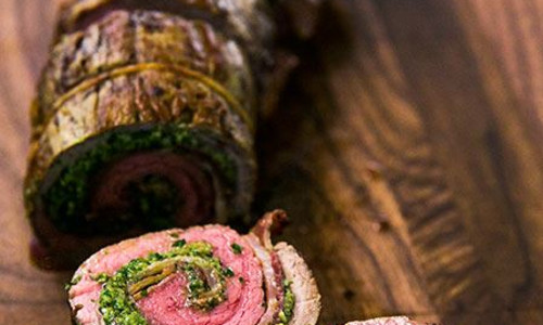 Beef Roulades with Walnut Parsley Pesto