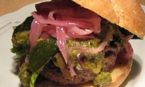Black Angus Burger with Cheddar Cheese & Grilled Green Chile