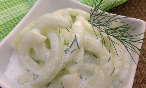 Cucumbers in Sour Cream with Fresh Dill