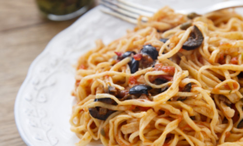 Pasta with Olives, Capers, and Parsley