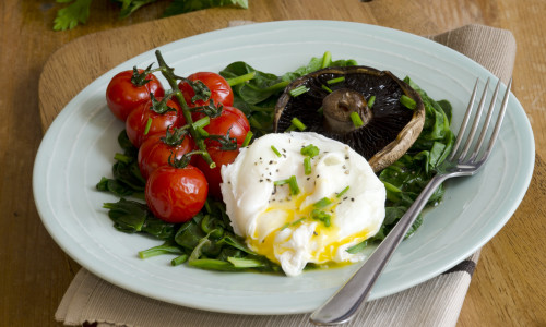 Poached Egg On Spinach, Warm Dressing