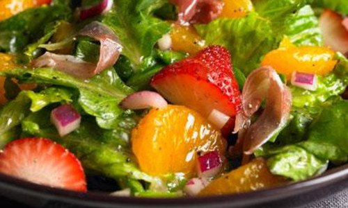 Romaine, strawberry and orange salad